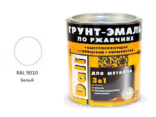 Фотография товара Грунт-эмаль по ржавчине 2л Белый RAL 9010 Dali