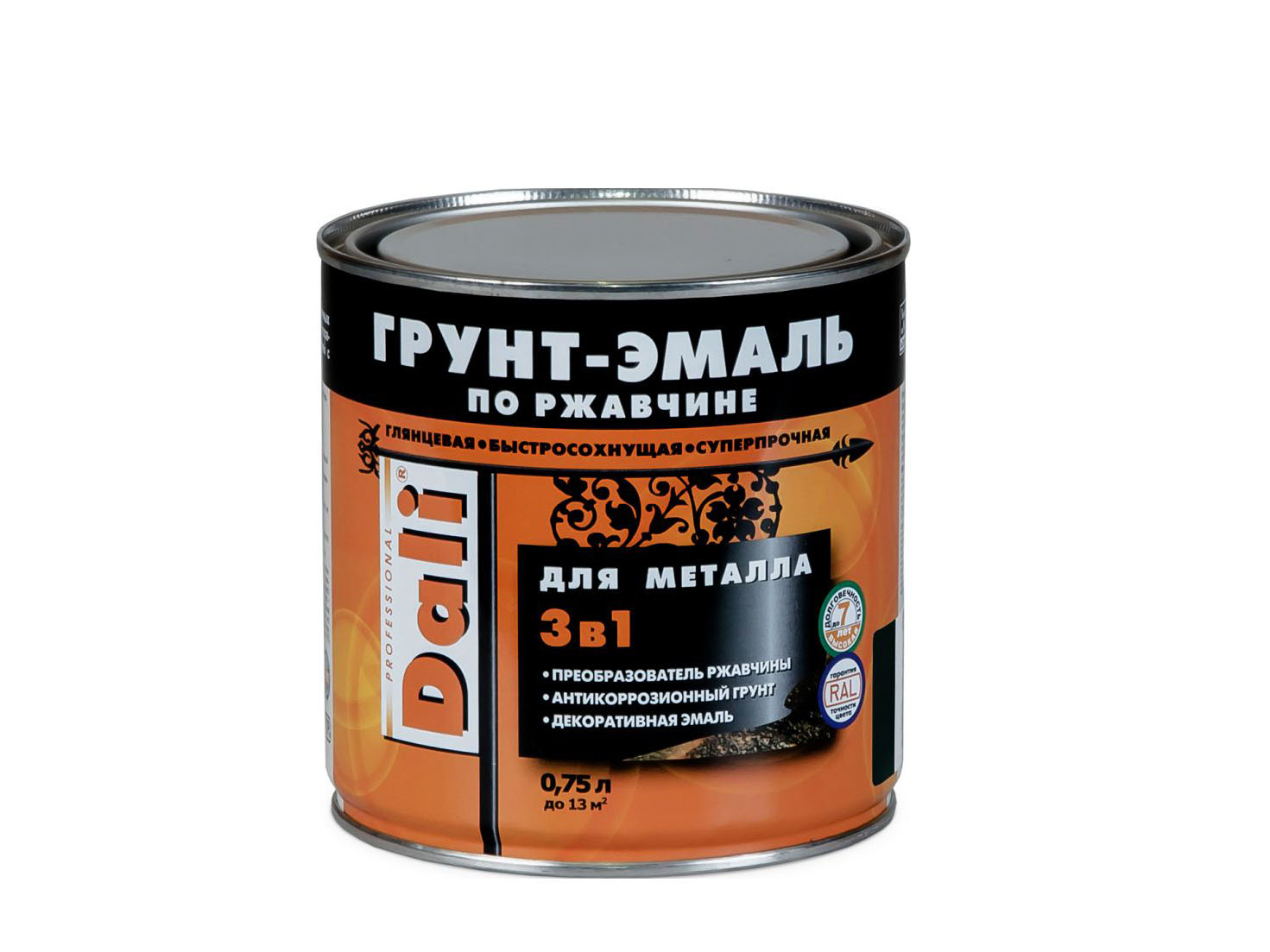 Фотография товара Грунт-эмаль по ржавчине 0,75л Красная RAL 3001 Dali