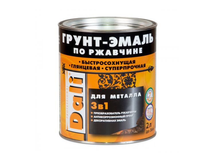 Фотография товара Грунт-эмаль по ржавчине 2л Слоновая кость RAL 1014 Dali