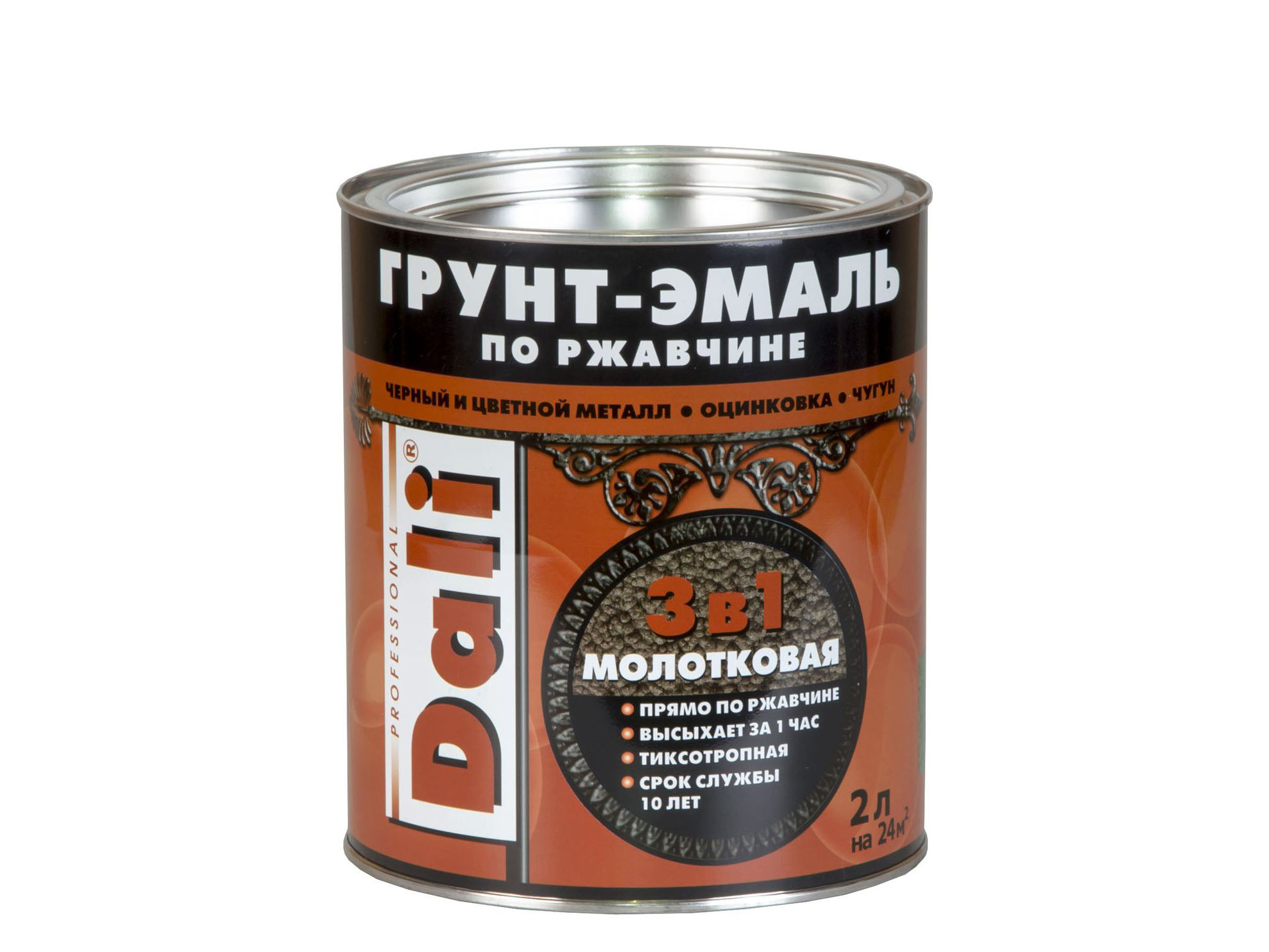 Фотография товара Грунт-эмаль по ржавчине Молотковая 2л Бронзовый Dali