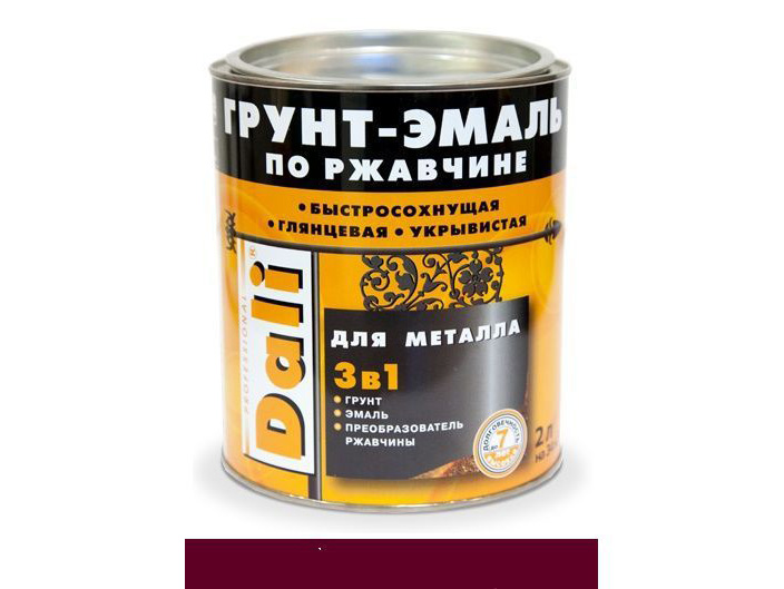 Фотография товара Грунт-эмаль по ржавчине 2л Винно-Красный RAL 3005 Dali